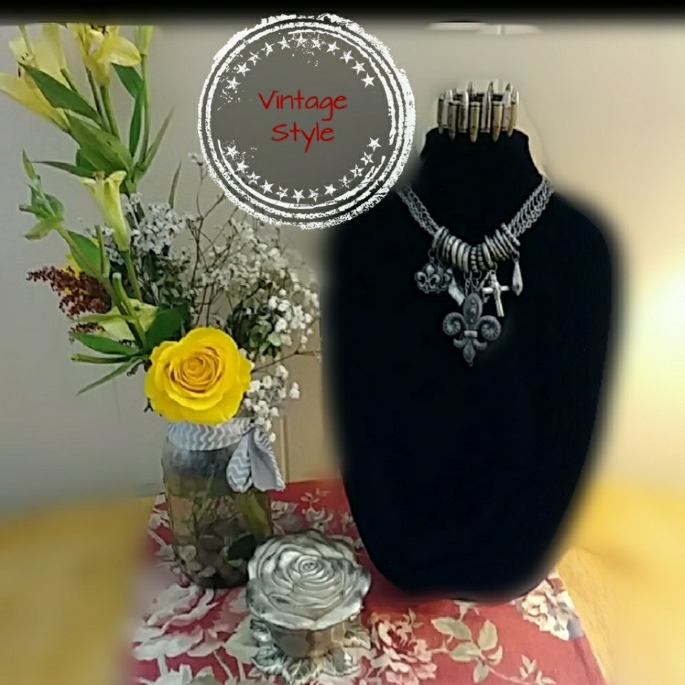 Rustic Chunky Multi-Chain and Charm Necklace